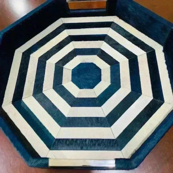 leather tray hexagonal striped pattern - Picture 2 of 7